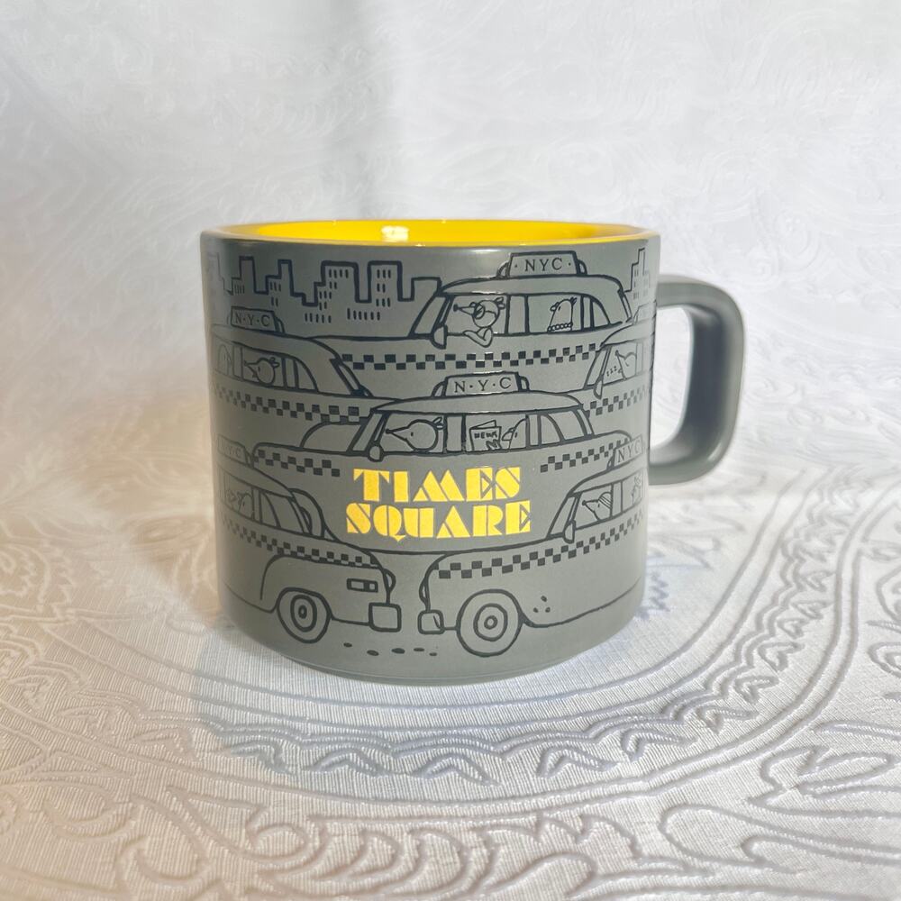Starbucks New York City Times Square Souvenir Taxi Mug Grey 12 Oz